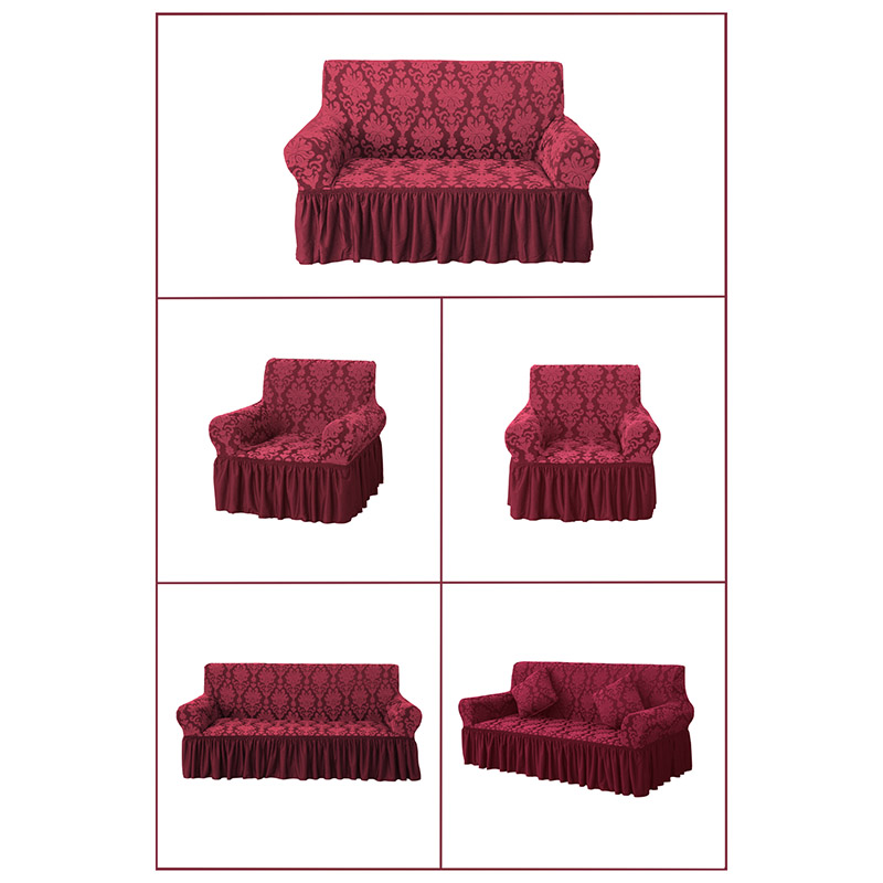 Elegant Ruffled Box Cushion Sofa Slipcover